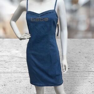 Bebe Blue Denim Logo Dress